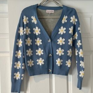 Blue Daisy Sweater Cardigan
